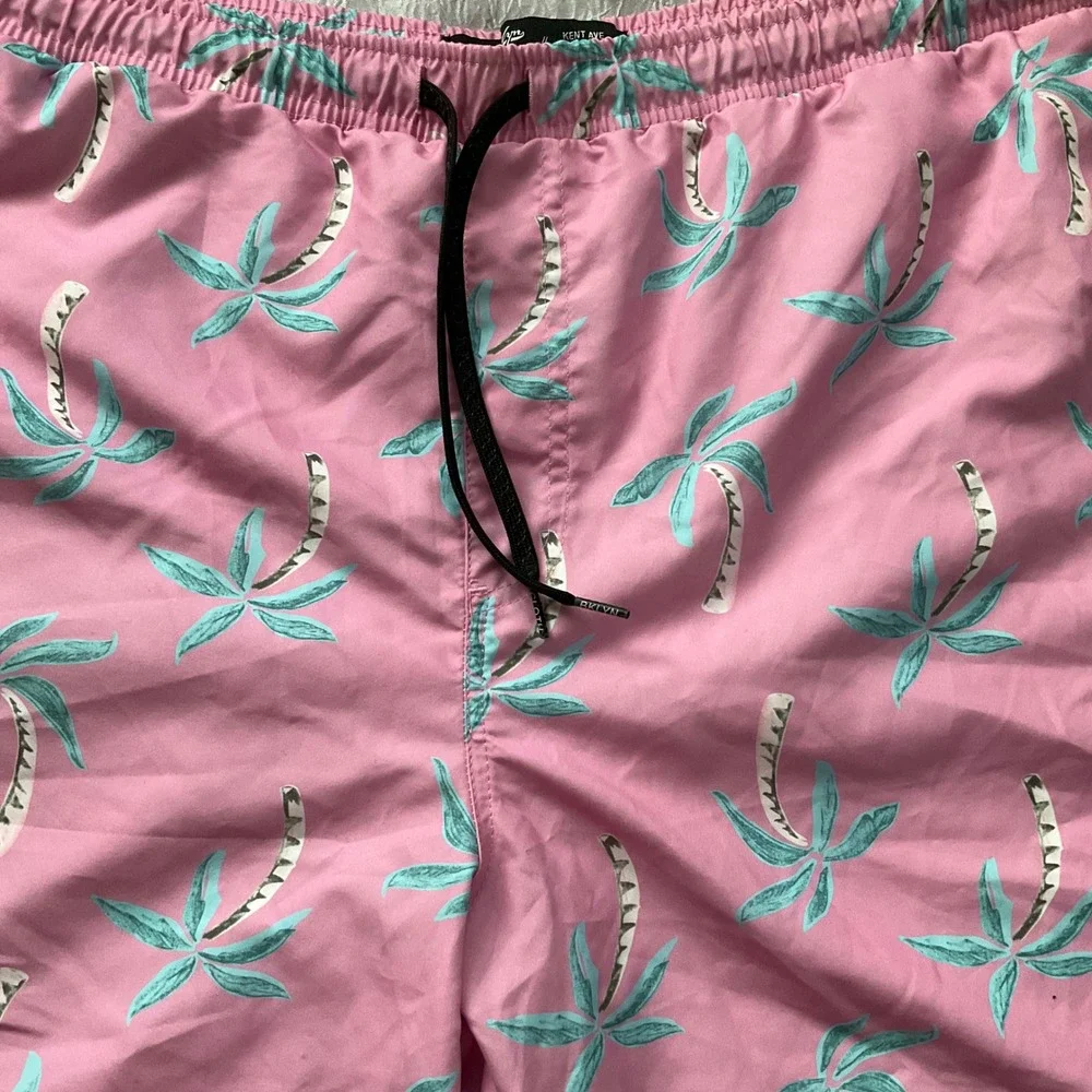 BKLYN Cloth Mens Kent Ave Volley Swim Trunks Shorts Palm Tree 2XL Bathing Suit